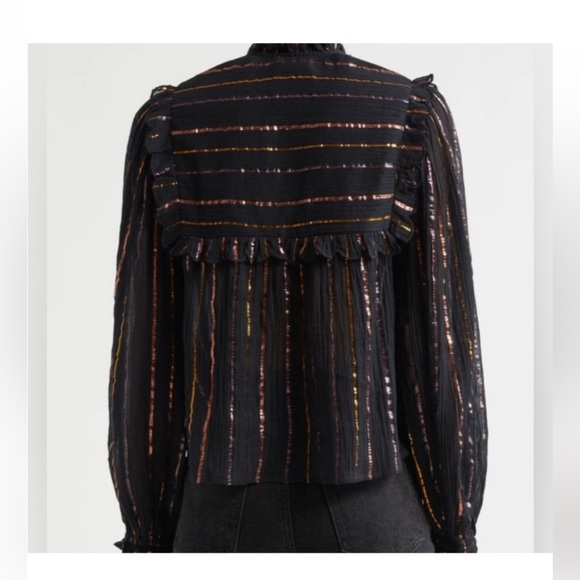 Farm Rio black metallic ruffle shirt size Medium - Picture 3 of 5